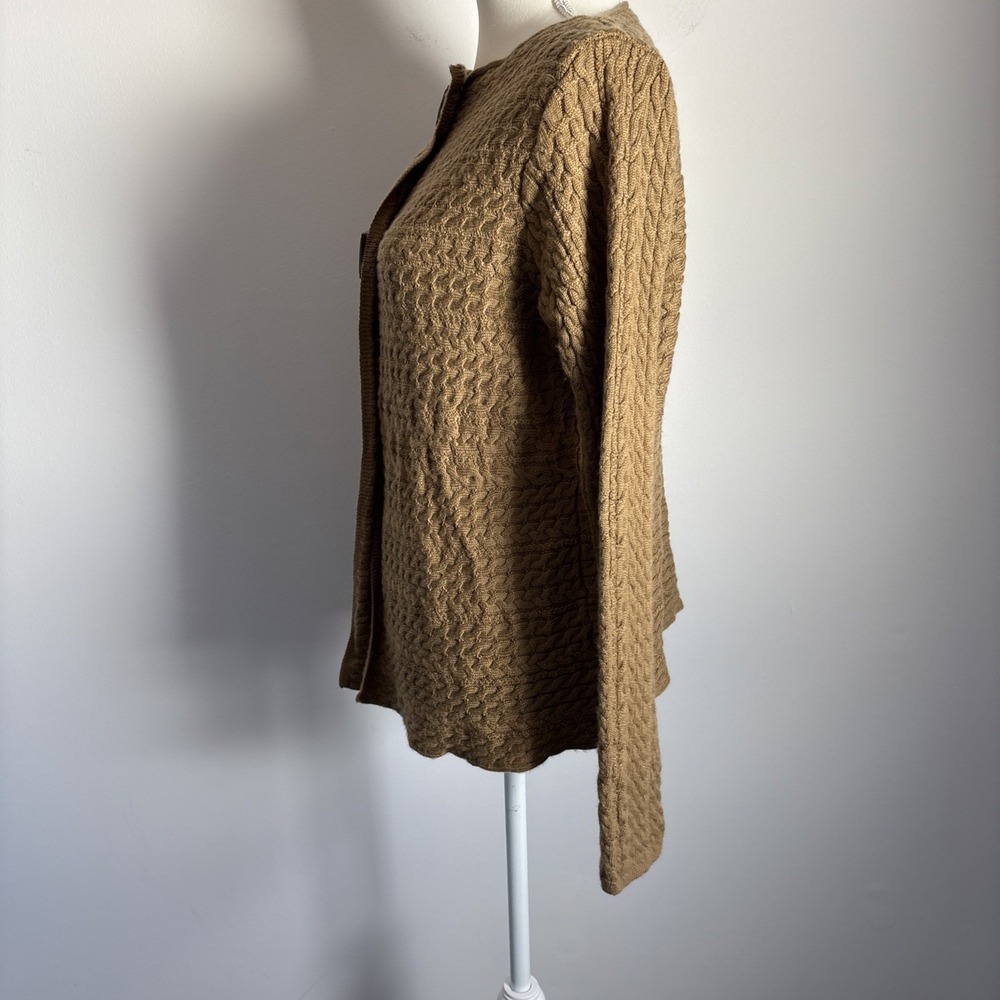 Philosophy Republic Mercerized Wool Cardigan Cable Knit Sweater Leather‎ Buttons - Picture 4 of 8